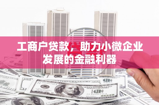 宛城工商户贷款,助力小微企业发展的金融利器 宛城工商户贷款,助力小微企业发展的金融利器